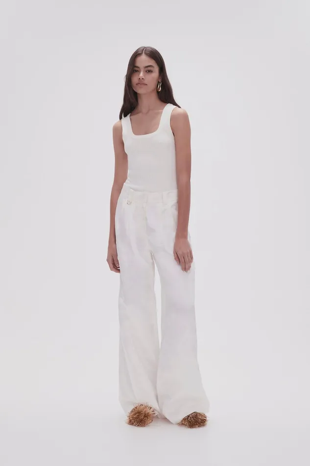 Aje Medusa Wide Leg Pant Ivory Women Pants