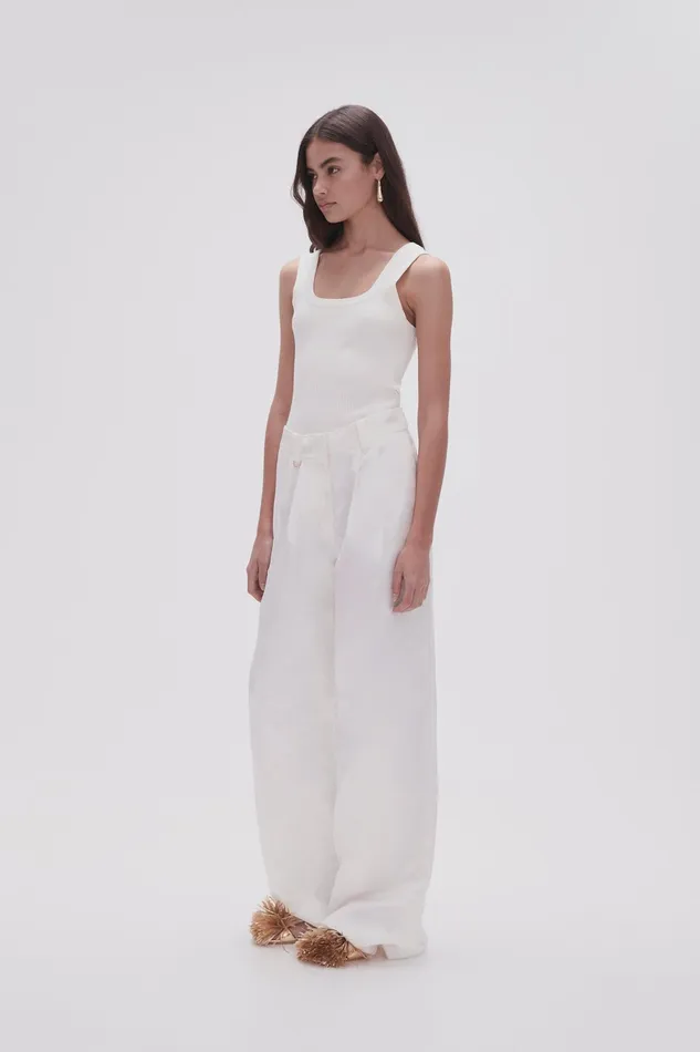 Aje Medusa Wide Leg Pant Ivory Women Pants