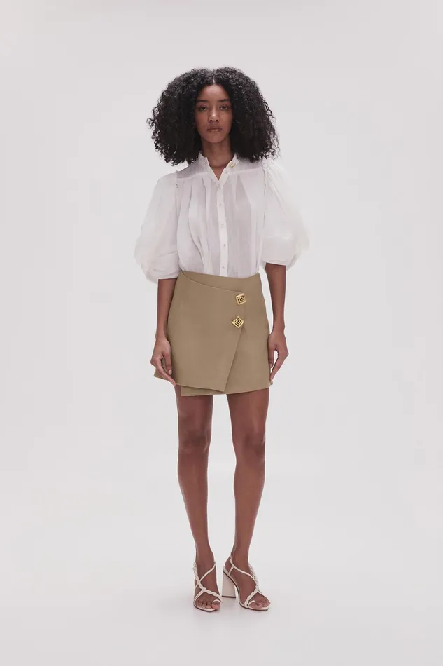 Aje Modest Shirt Ivory Women Tops