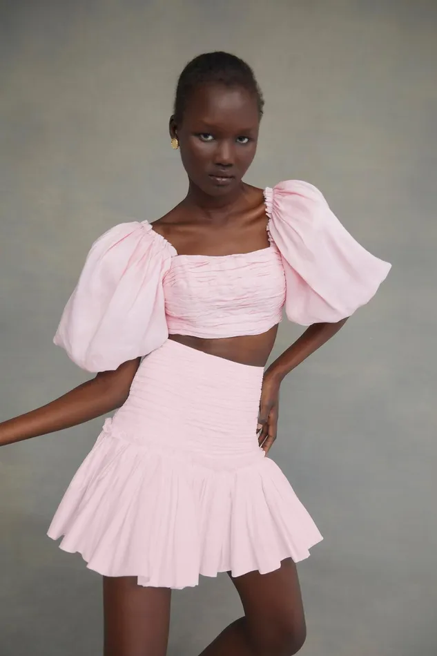 Aje Myriad Tiered Mini Skirt Rose Pink Women Skirts