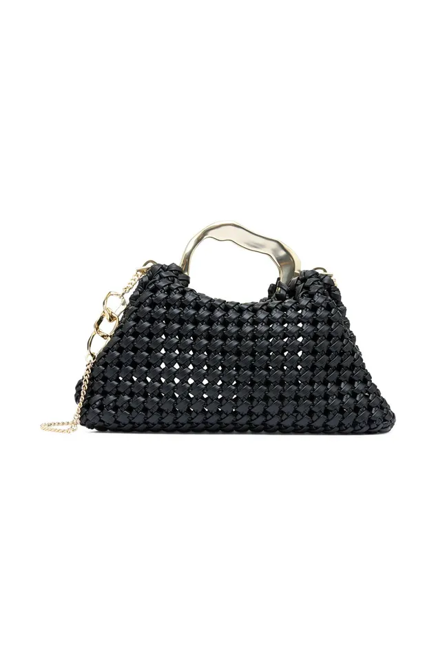 Aje New Weave Frame Bag Black Women Handbags and Wallets