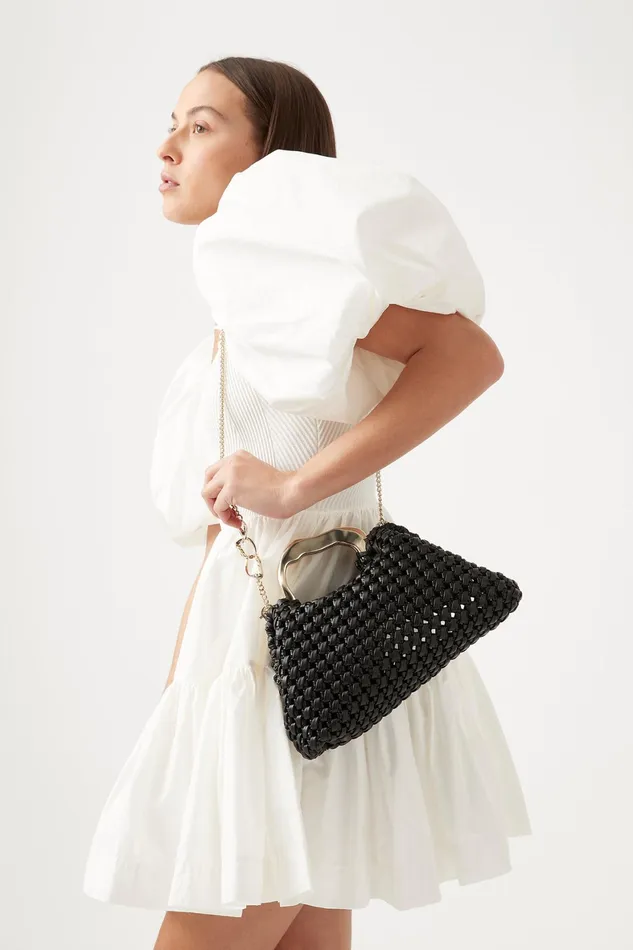 Aje New Weave Frame Bag Black Women Handbags and Wallets