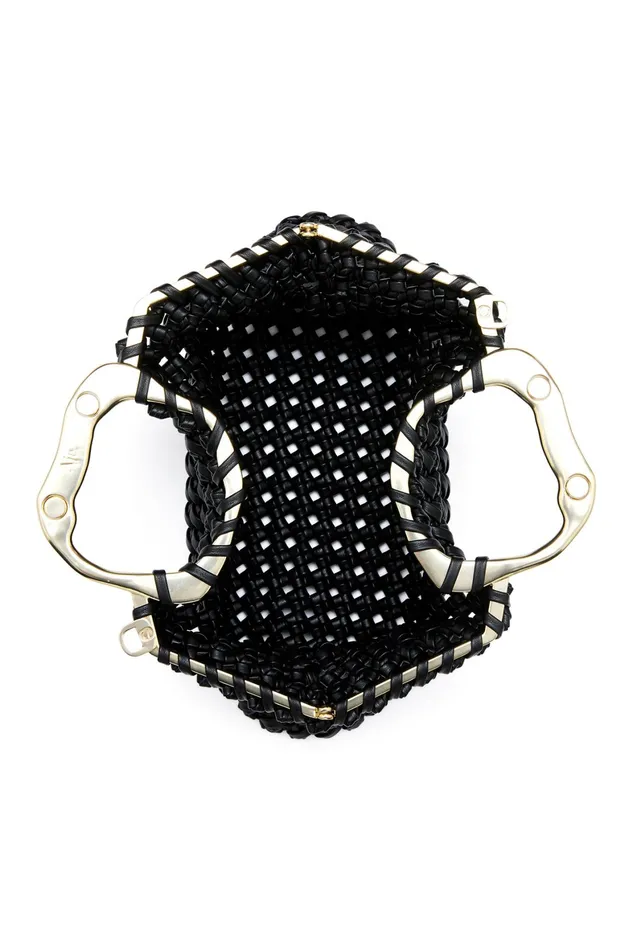 Aje New Weave Frame Bag Black Women Handbags and Wallets