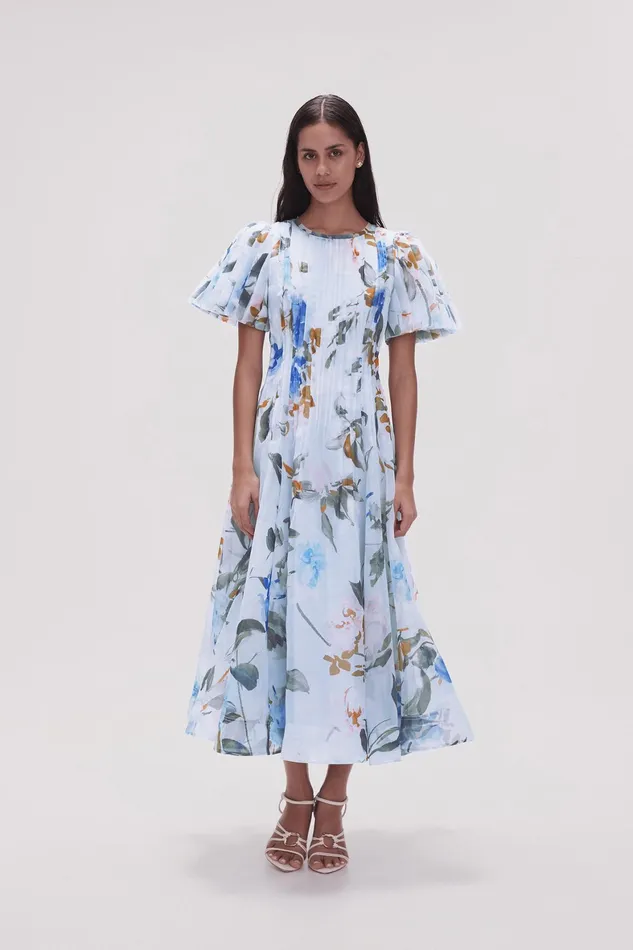 Aje Nova Pleated Midi Dress Divine Orchid Women Dresses