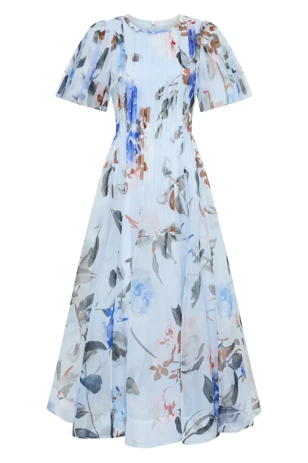 Aje Nova Pleated Midi Dress Divine Orchid Women Dresses