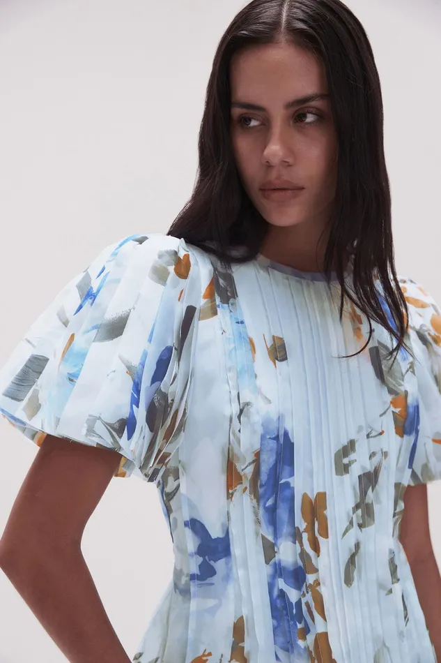 Aje Nova Pleated Midi Dress Divine Orchid Women Dresses