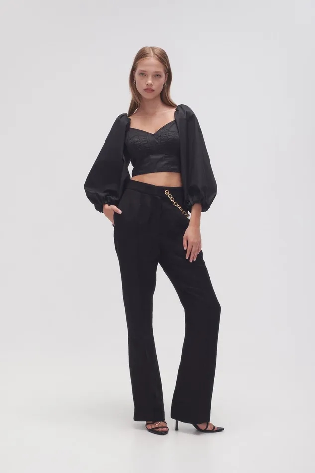 Aje Opal Flared Chain Link Pant Black Women Pants
