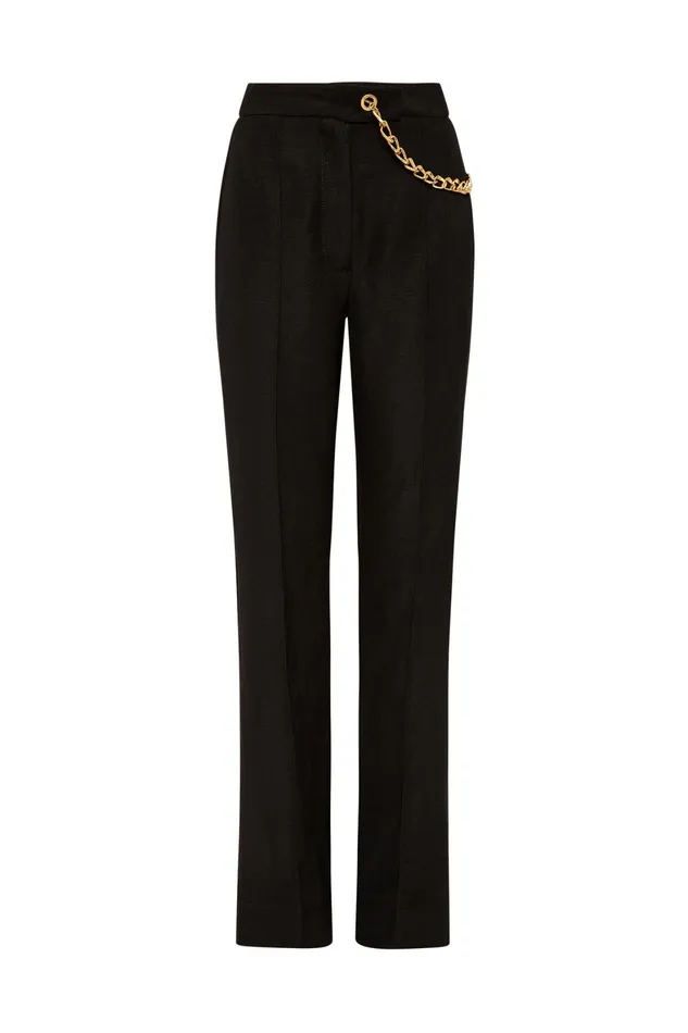 Aje Opal Flared Chain Link Pant Black Women Pants