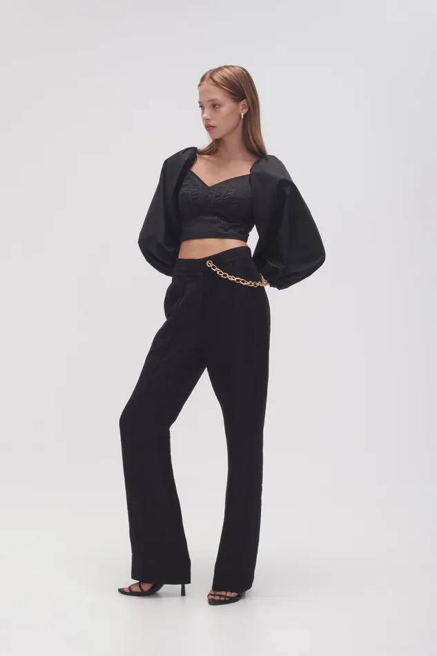 Aje Opal Flared Chain Link Pant Black Women Pants