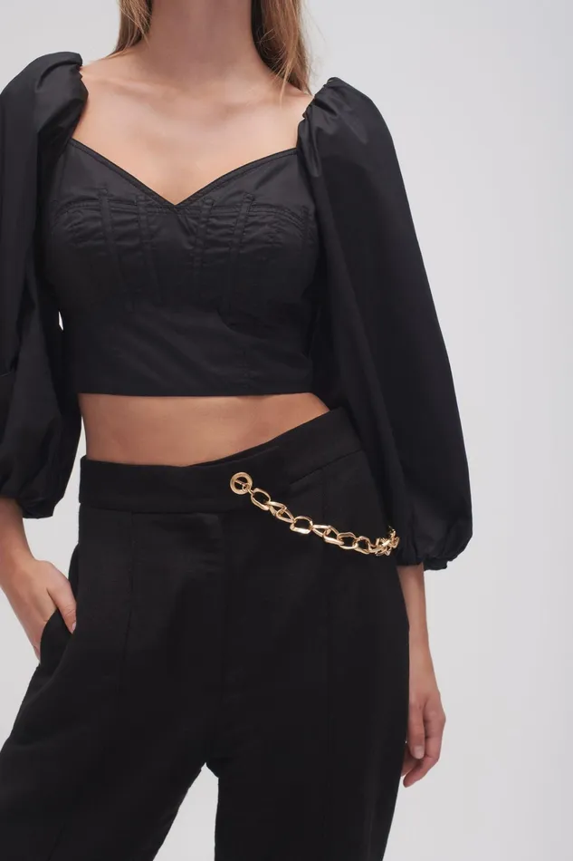 Aje Opal Flared Chain Link Pant Black Women Pants