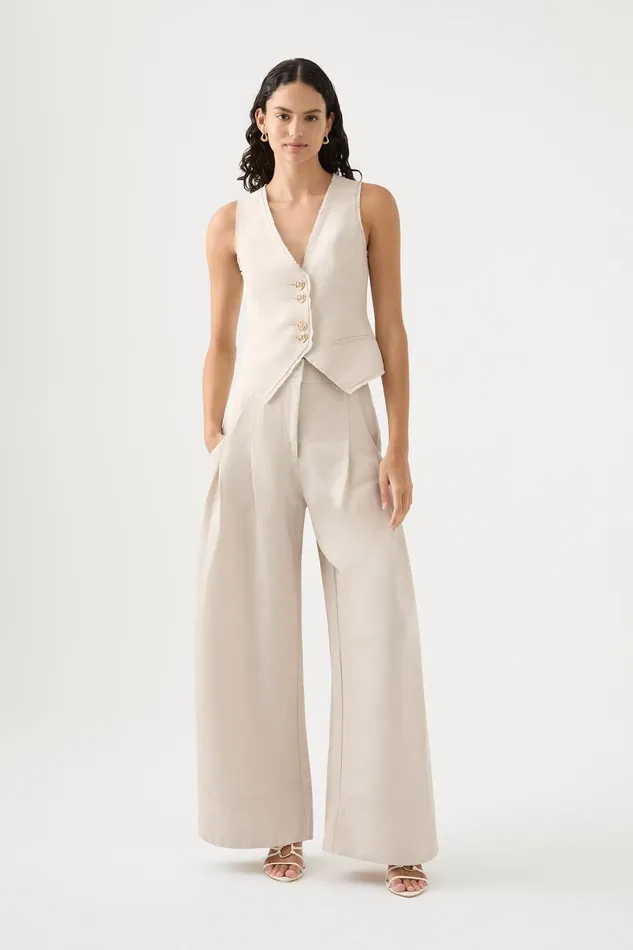 Aje Primrose Tailored Vest Sandstone Beige Women Blazers Jackets and Coats