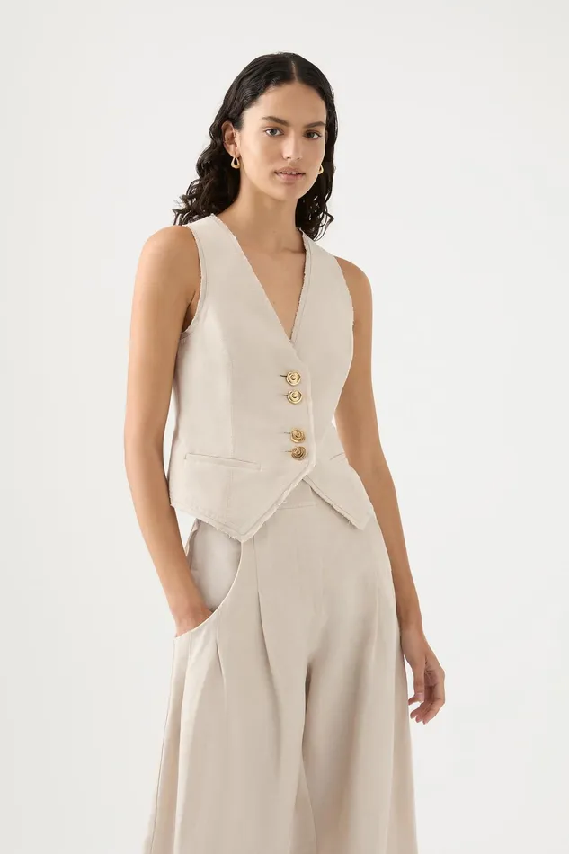 Aje Primrose Tailored Vest Sandstone Beige Women Blazers Jackets and Coats