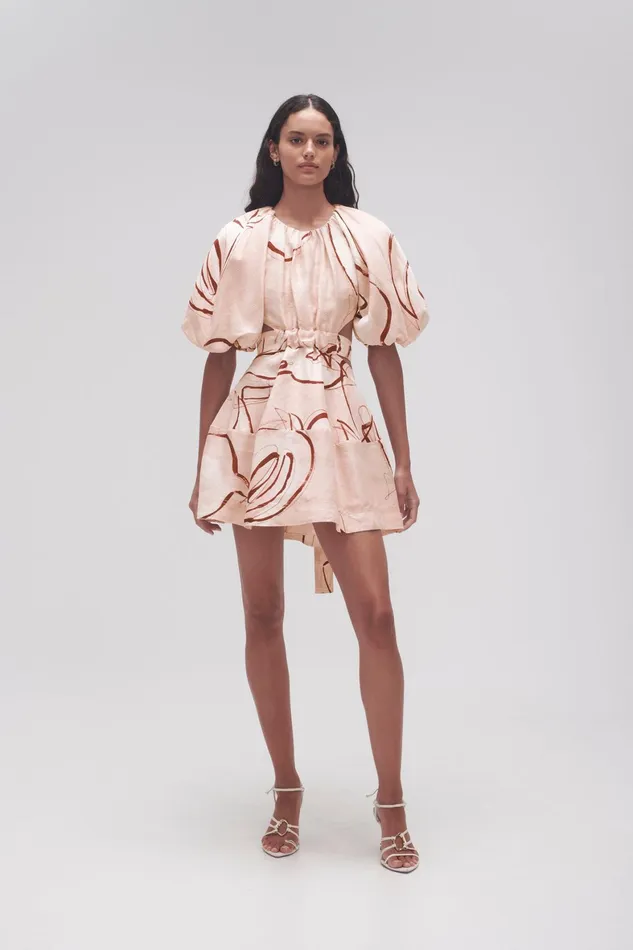 Aje Psychedelia Cut Out Mini Dress Whimsical Dove Women Dresses