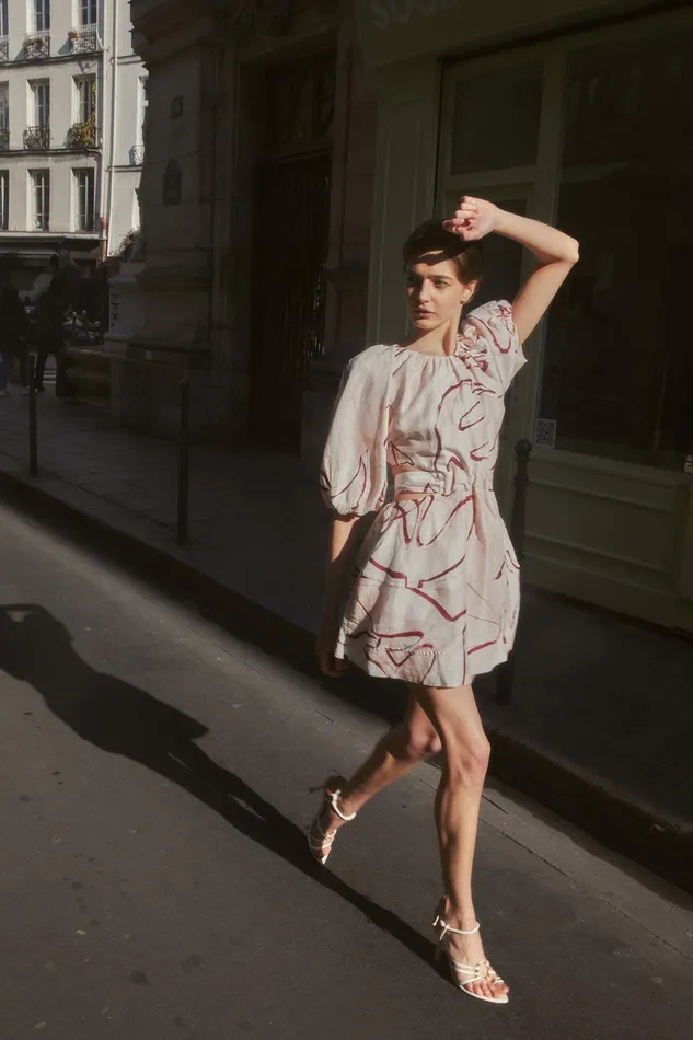 Aje Psychedelia Cut Out Mini Dress Whimsical Dove Women Dresses