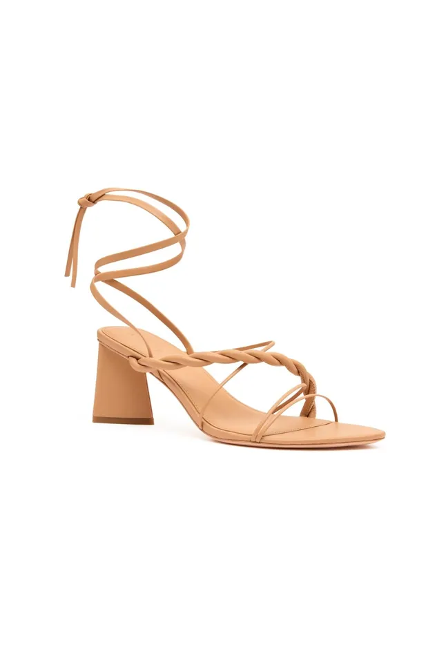 Aje Rosamund Strappy Twist Heel Sand Beige Women Leather