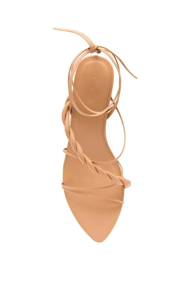 Aje Rosamund Strappy Twist Heel Sand Beige Women Leather