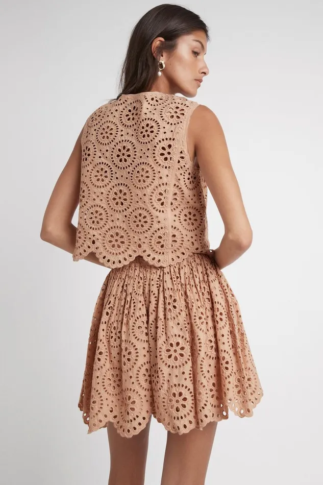Aje Salita Broderie Skirt Bleachcoast Beige Women Skirts