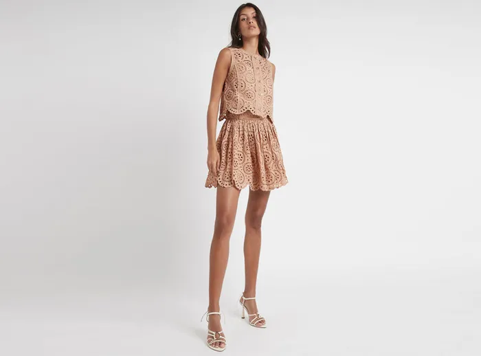Aje Salita Broderie Skirt Bleachcoast Beige Women Skirts