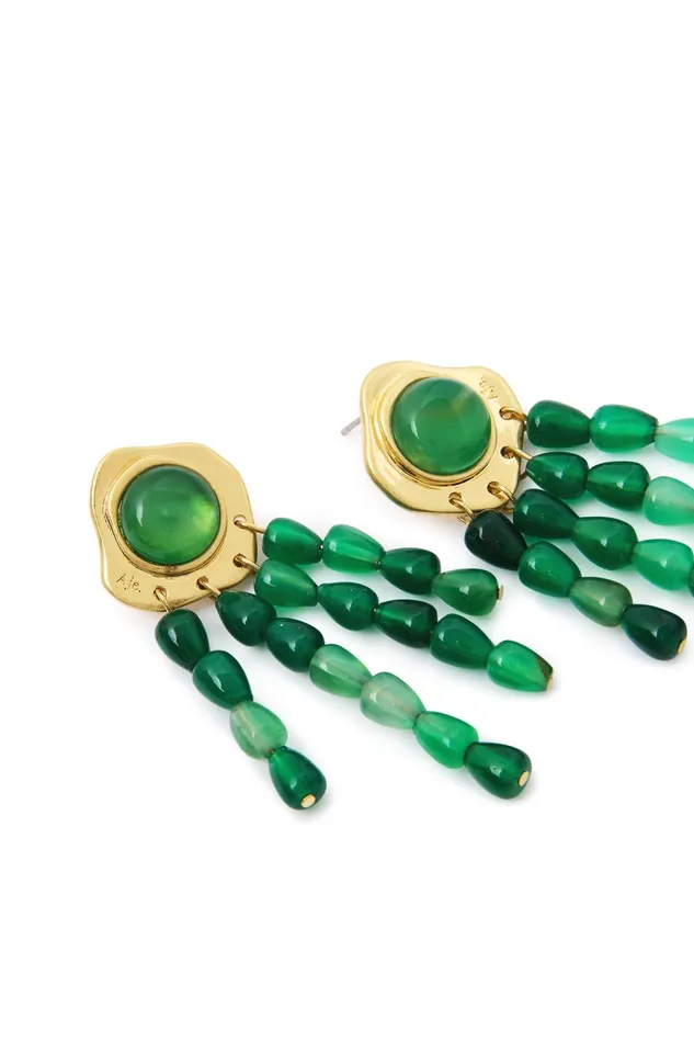 Aje Senara Stone Cascade Earring Gold Green Women Jewellery