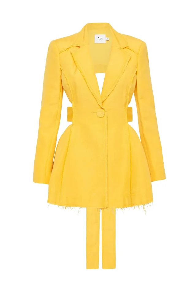 Aje Simone Cut Out Jacket Dress Daisy Yellow Women Dresses