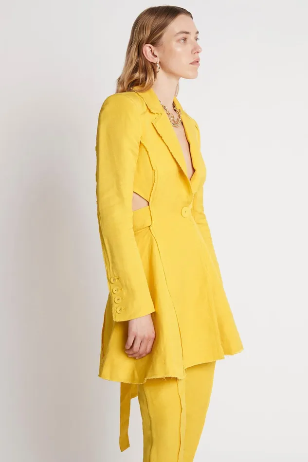 Aje Simone Cut Out Jacket Dress Daisy Yellow Women Dresses