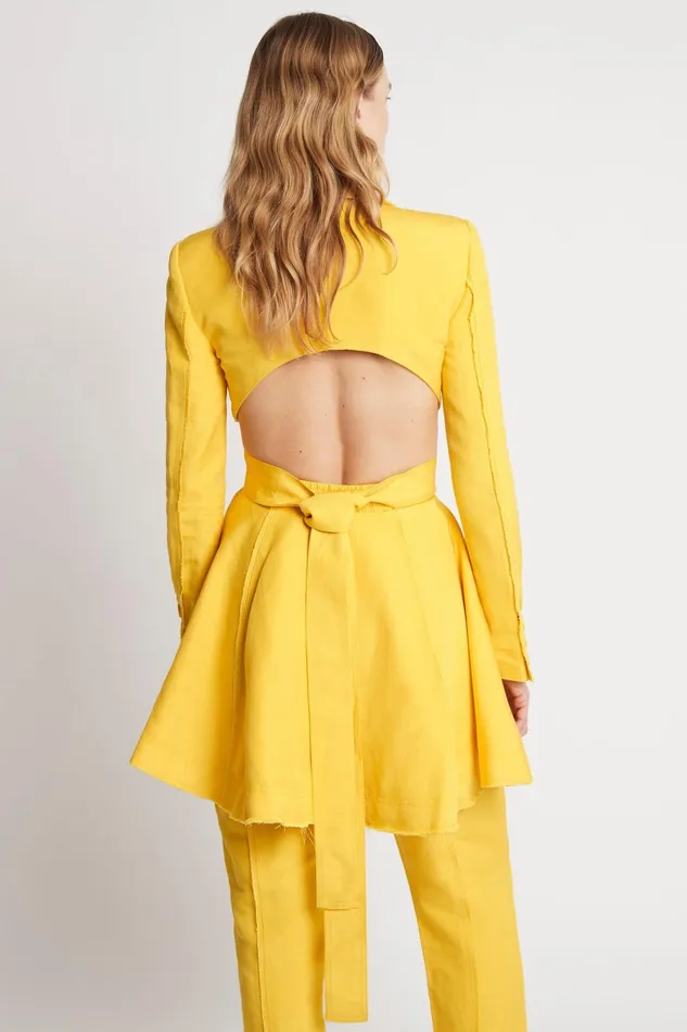 Aje Simone Cut Out Jacket Dress Daisy Yellow Women Dresses