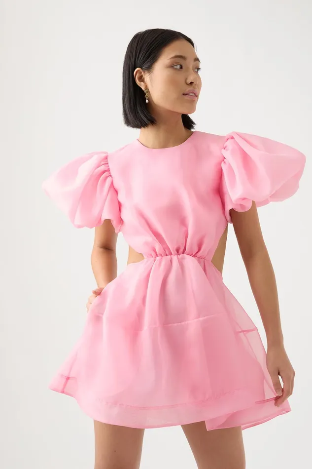 Aje Simplicity Cut Out Mini Dress Ballet Pink Women Dresses