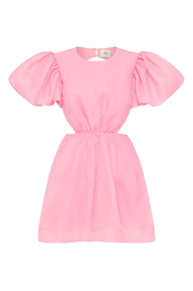 Aje Simplicity Cut Out Mini Dress Ballet Pink Women Dresses