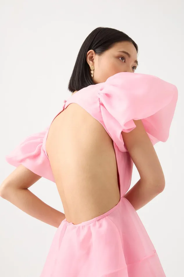 Aje Simplicity Cut Out Mini Dress Ballet Pink Women Dresses