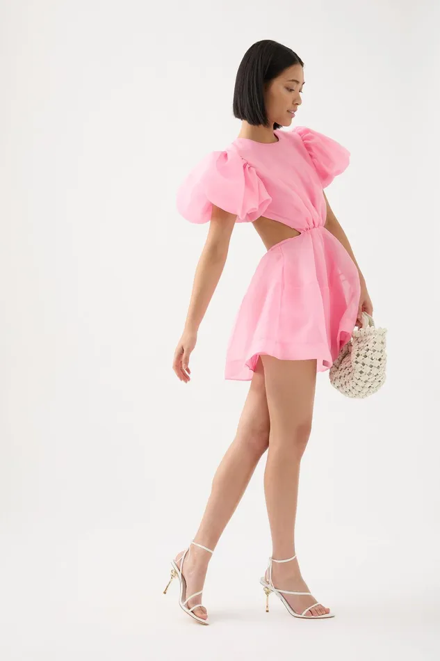 Aje Simplicity Cut Out Mini Dress Ballet Pink Women Dresses