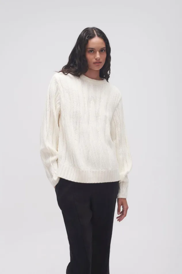 Aje Snowy Knit Jumper Ivory Women Knitwear and Jumpers