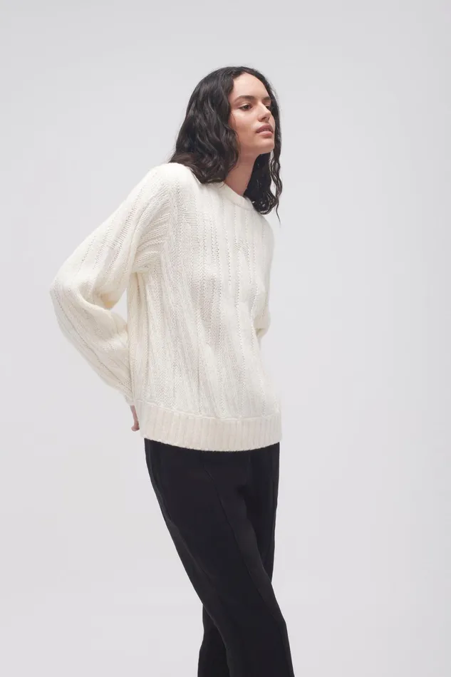 Aje Snowy Knit Jumper Ivory Women Knitwear and Jumpers