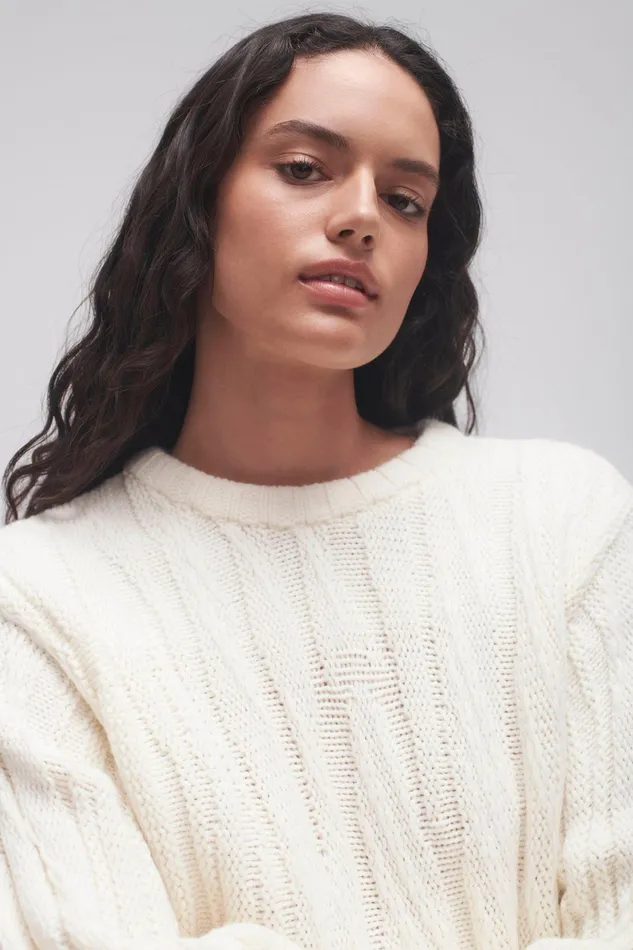 Aje Snowy Knit Jumper Ivory Women Knitwear and Jumpers