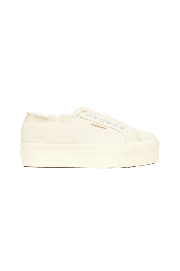 Aje Superga X Aje High Platform Canvas Sneaker 2790 Naturalice Blue Women Shoes