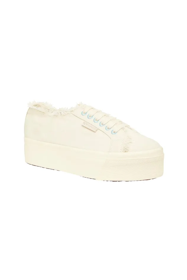 Aje Superga X Aje High Platform Canvas Sneaker 2790 Naturalice Blue Women Shoes