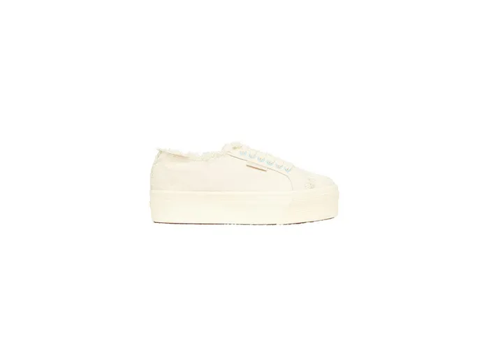 Aje Superga X Aje High Platform Canvas Sneaker 2790 Naturalice Blue Women Shoes