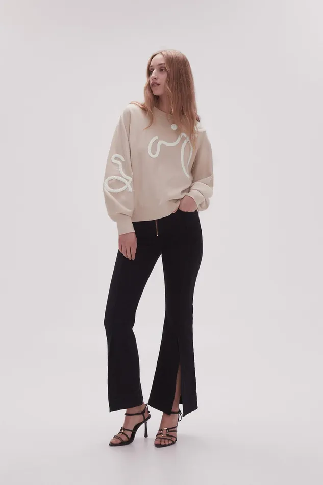 Aje Symbol Calligraphy Knit Jumper Sand Beige Women Knitwear and Jumpers