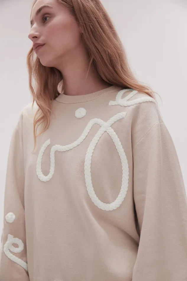 Aje Symbol Calligraphy Knit Jumper Sand Beige Women Knitwear and Jumpers