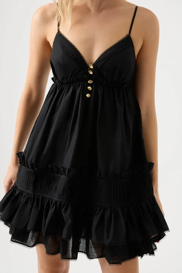 Aje Talia Flounce Mini Dress Black Women Dresses