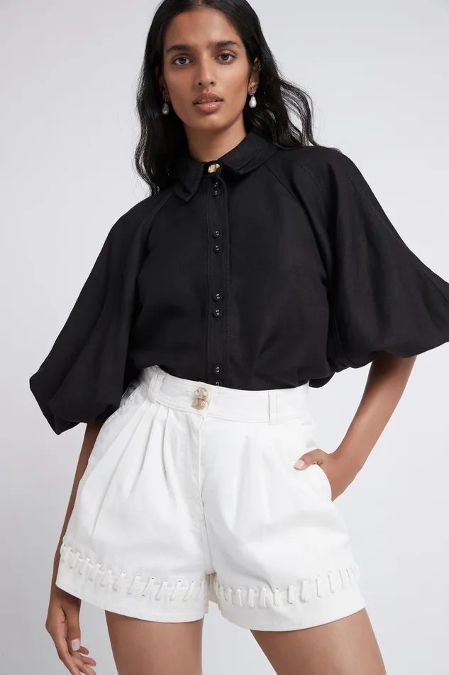 Aje Triada Denim Laced Short White Women Shorts