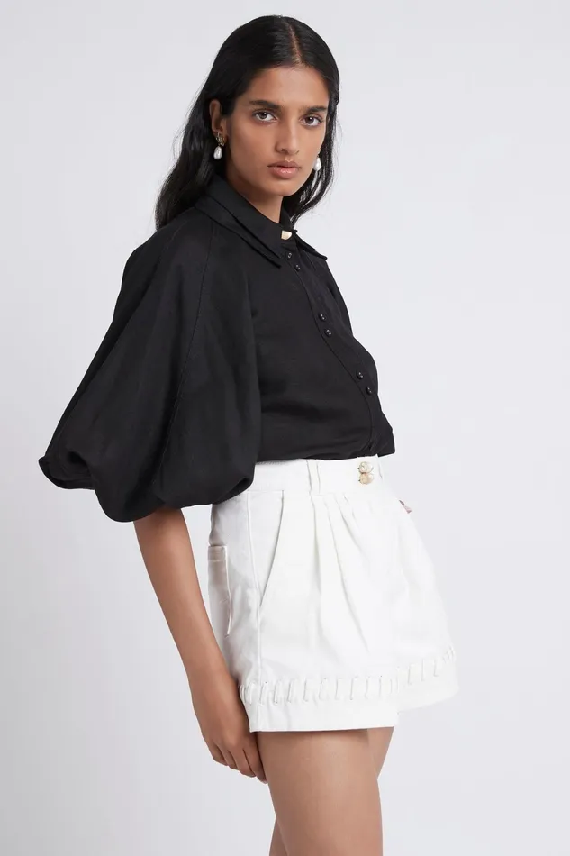 Aje Triada Denim Laced Short White Women Shorts