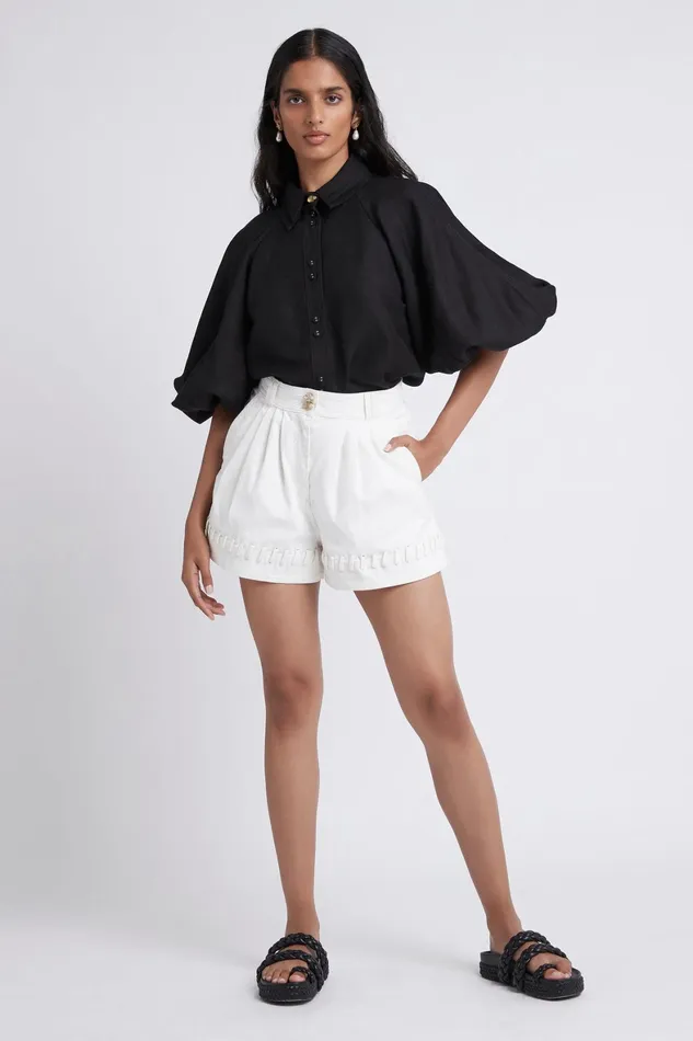 Aje Triada Denim Laced Short White Women Shorts