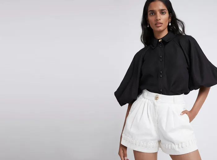Aje Triada Denim Laced Short White Women Shorts