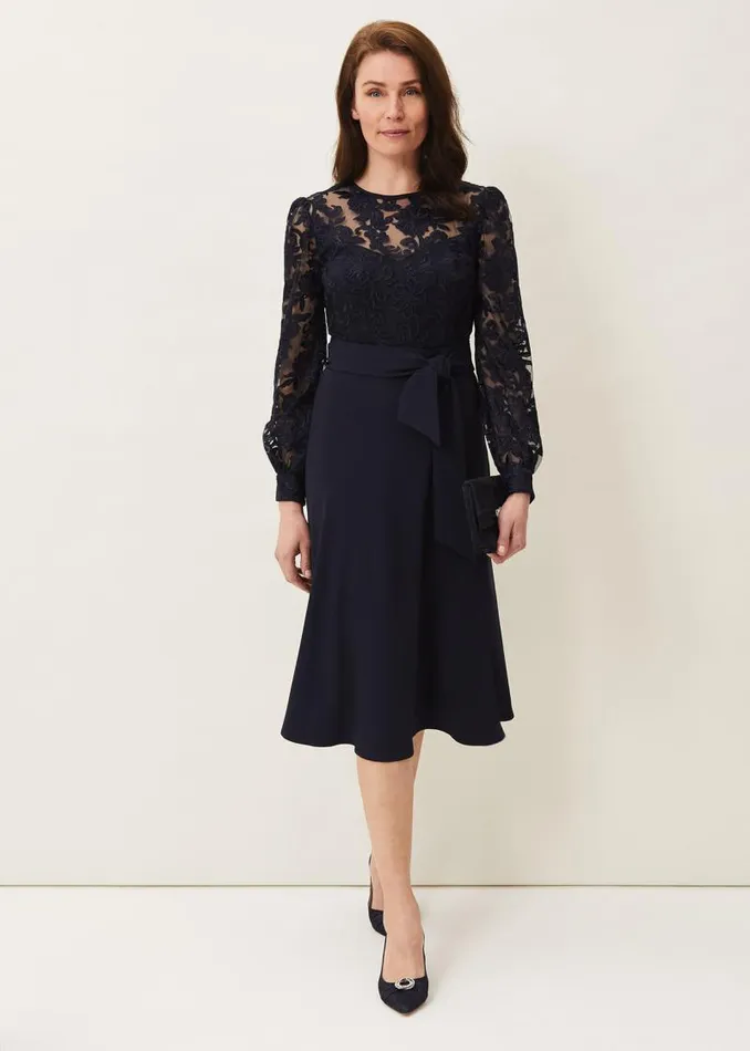 Akira Lace Dress Navy Women Phase Eight Dresses