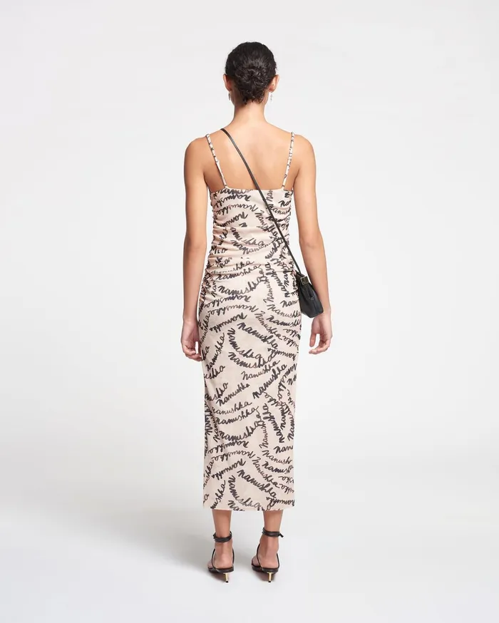 Alexa Mesh Jersey Midi Dress Scribble Logo Women Nanushka Dresses