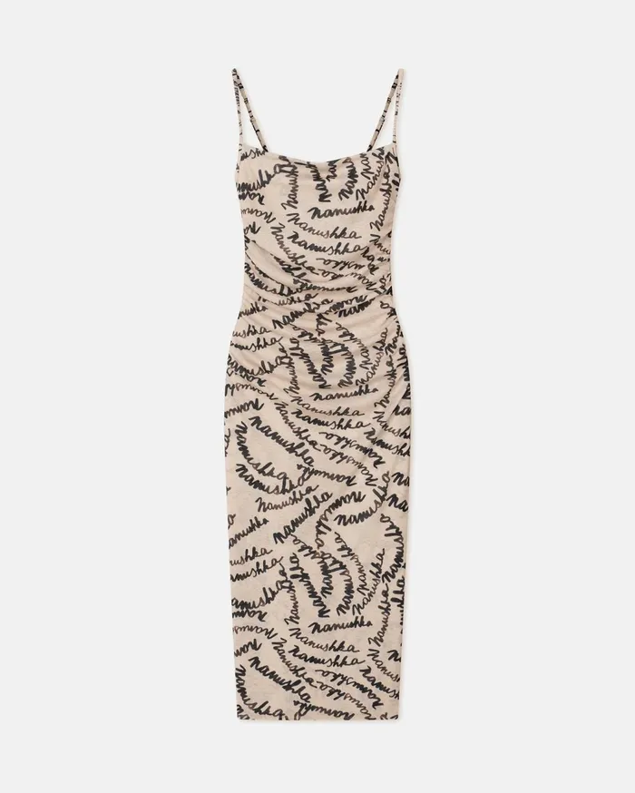 Alexa Mesh Jersey Midi Dress Scribble Logo Women Nanushka Dresses