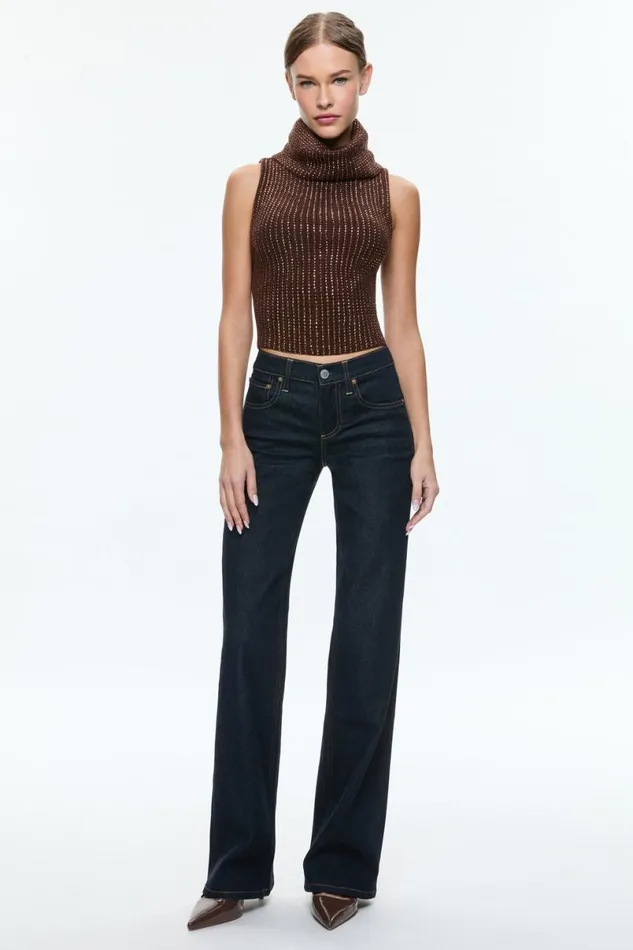 Alice Olivia Alma Shell Espresso Women Sweaters
