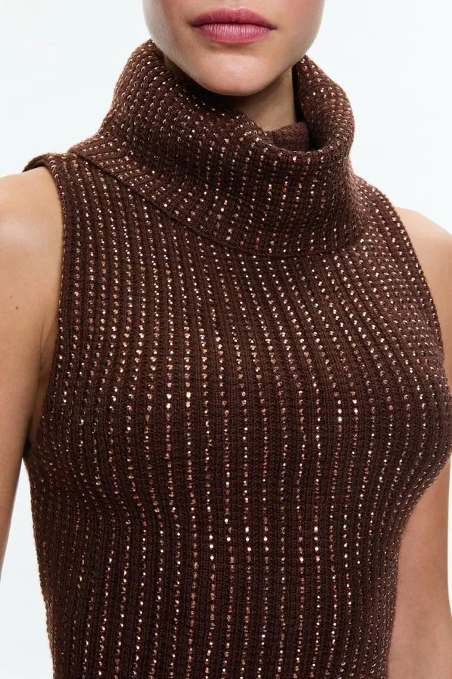 Alice Olivia Alma Shell Espresso Women Sweaters