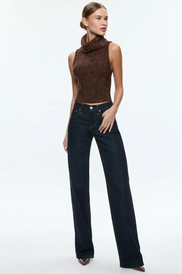 Alice Olivia Alma Shell Espresso Women Sweaters