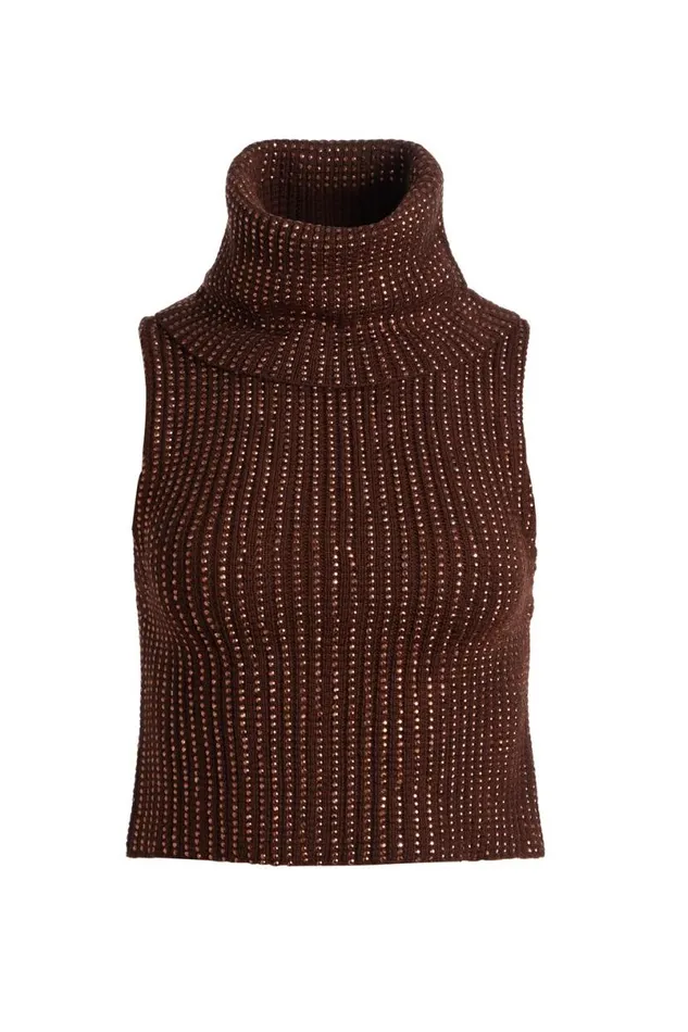 Alice Olivia Alma Shell Espresso Women Sweaters